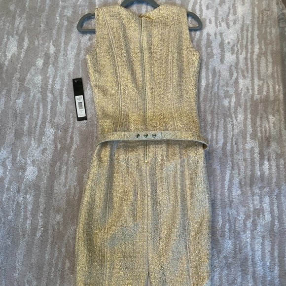 Gold Tweed Badgley Mischka Midi Cocktail Dress - Picture 2 of 5